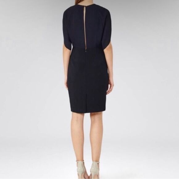 Reiss Lyon Faux Wrap Dress in Dark Navy Size 2 - Picture 3 of 12